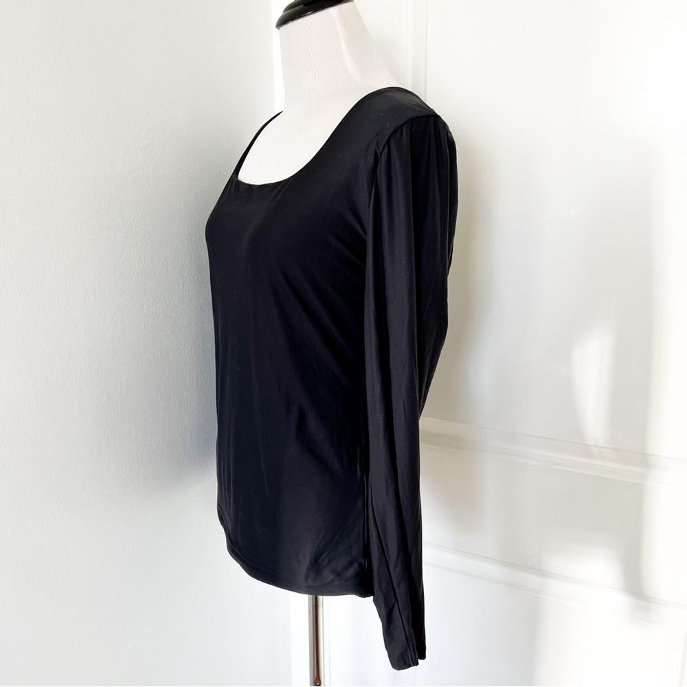 Abercrombie & Fitch Double Layered Square Neck Black Long Sleeve Top - Xl - Picture 2 of 4